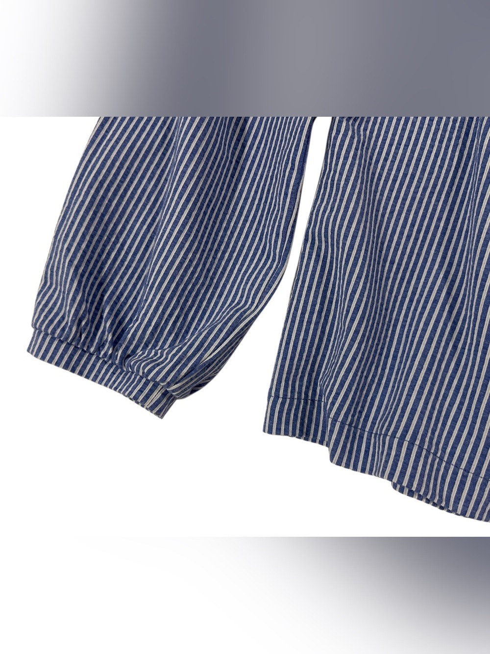 J.Crew Blue White Stripe Square Neck Puff Sleeve Blouse Top Small Boho - Picture 4 of 9